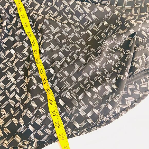 Banana Republic Grid Striped Sleeveless Half Button Up Belted Dress Size 8 Black - Picture 6 of 7